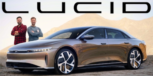 Lucid luxury electric car on the road with TIBO's frunk design