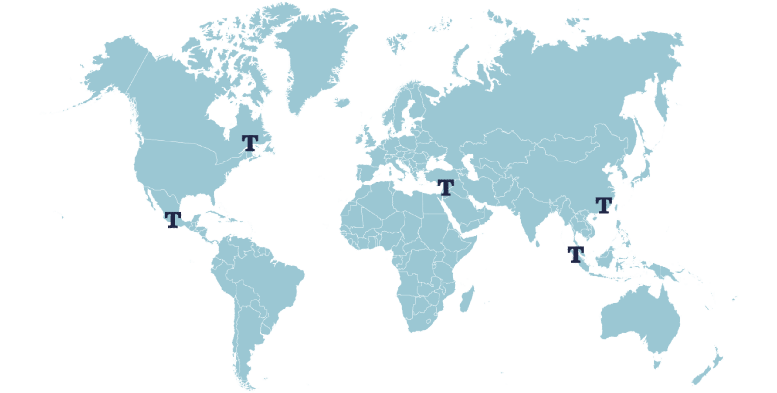 Ubicaciones internacionales de TIBO para el moldeo por inyección de plástico